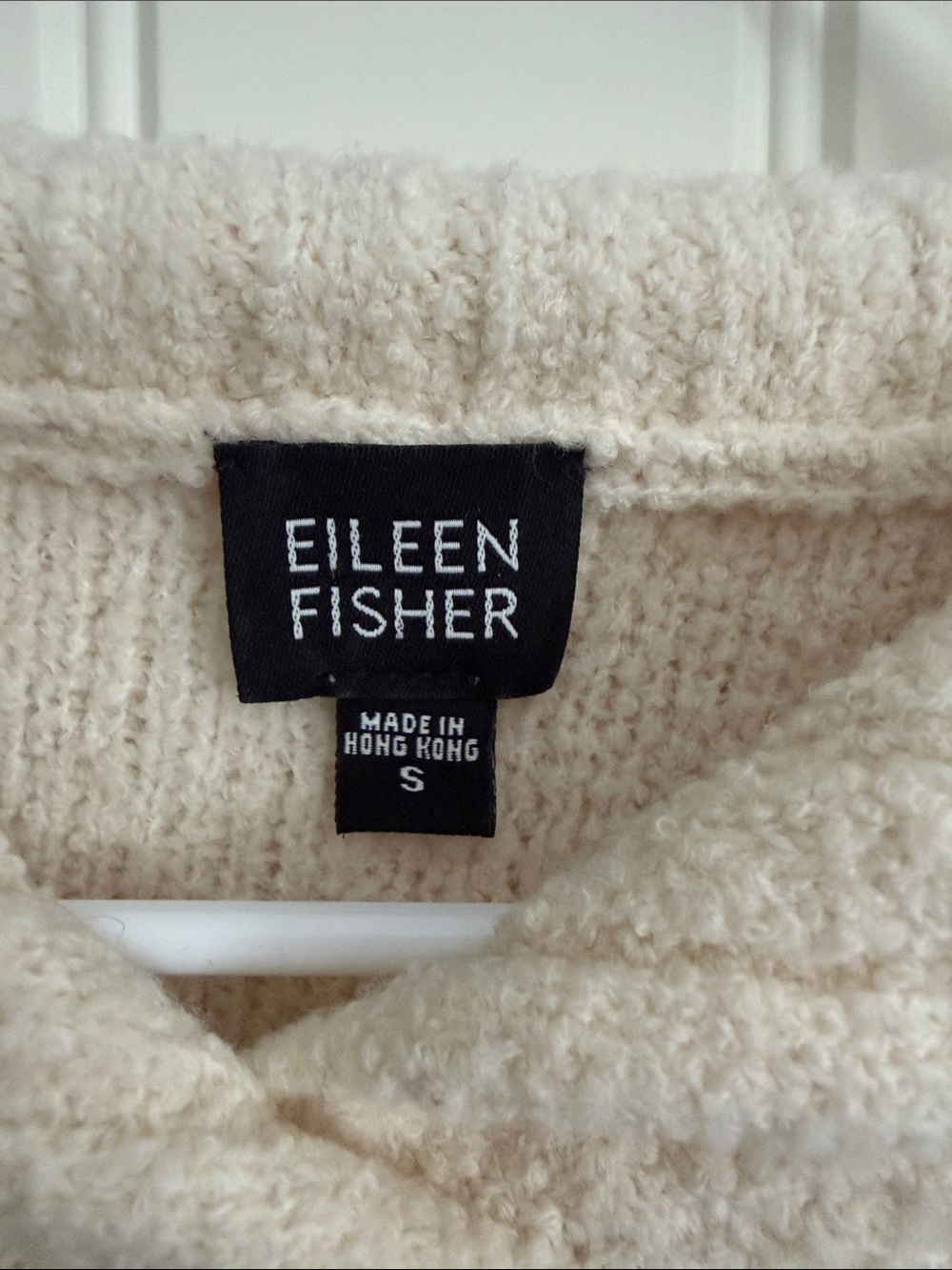 Eileen Fisher Neutral Cream Hooded Bouclé Pullover Wool blend - Picture 2 of 7